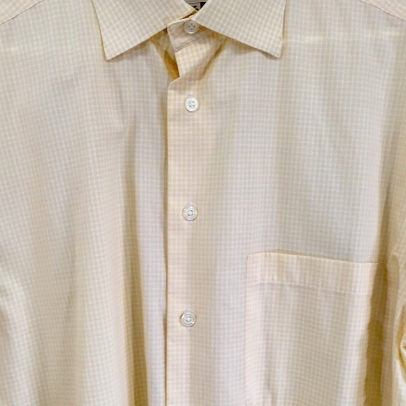 Pronto Uomo Non Iron Modern Fit Yellow Checkered Size Large - Picture 3 of 6